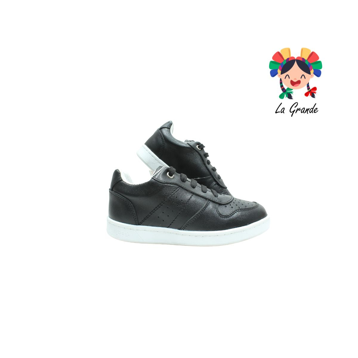 7277 DOGI Negro Blanco Piel Tenis Casual para Niña, Niño, Dama y Joven