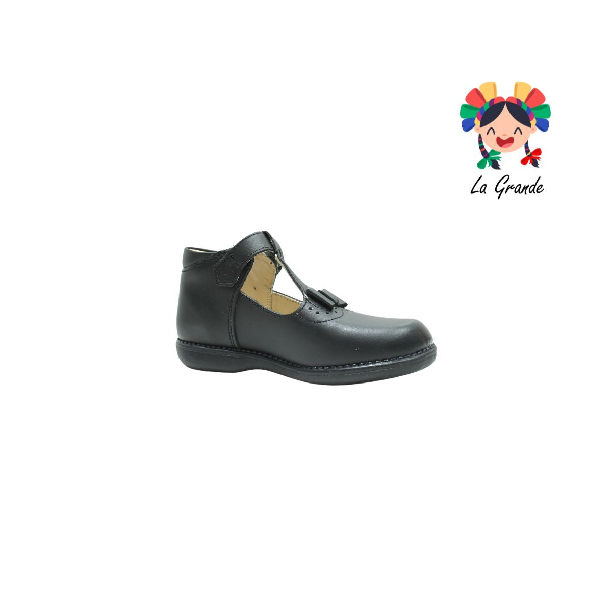 728 DOGI Negro Piel Zapato Escolar para Niña