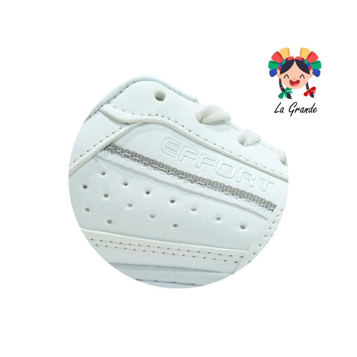 733 EFFORT Blanco Sint Tenis Escolar de Agujeta para Niña, Niño, Dama,Joven y Caballero