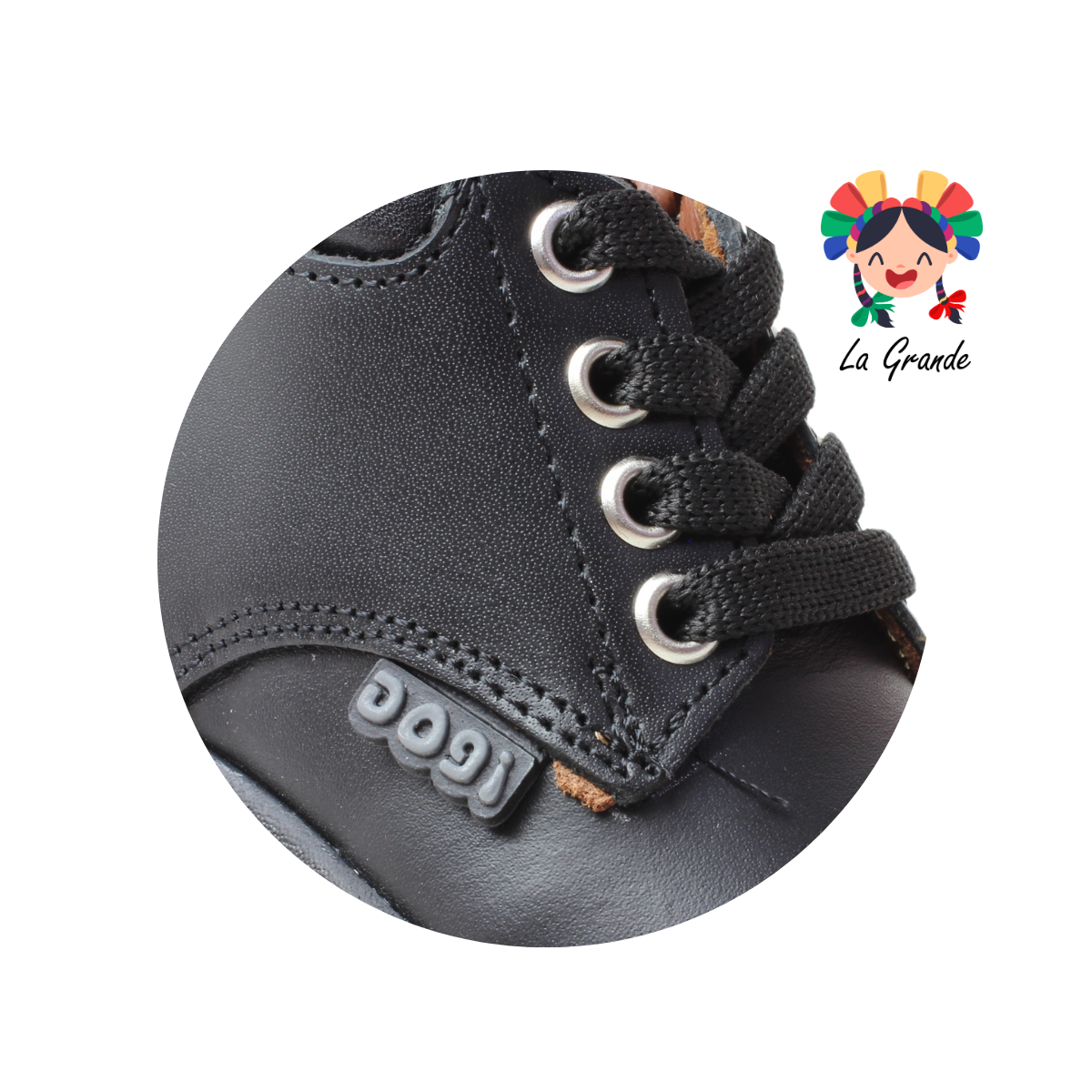 7360 DOGI Negro Piel Zapato Escolar tipo Bota para Bebé