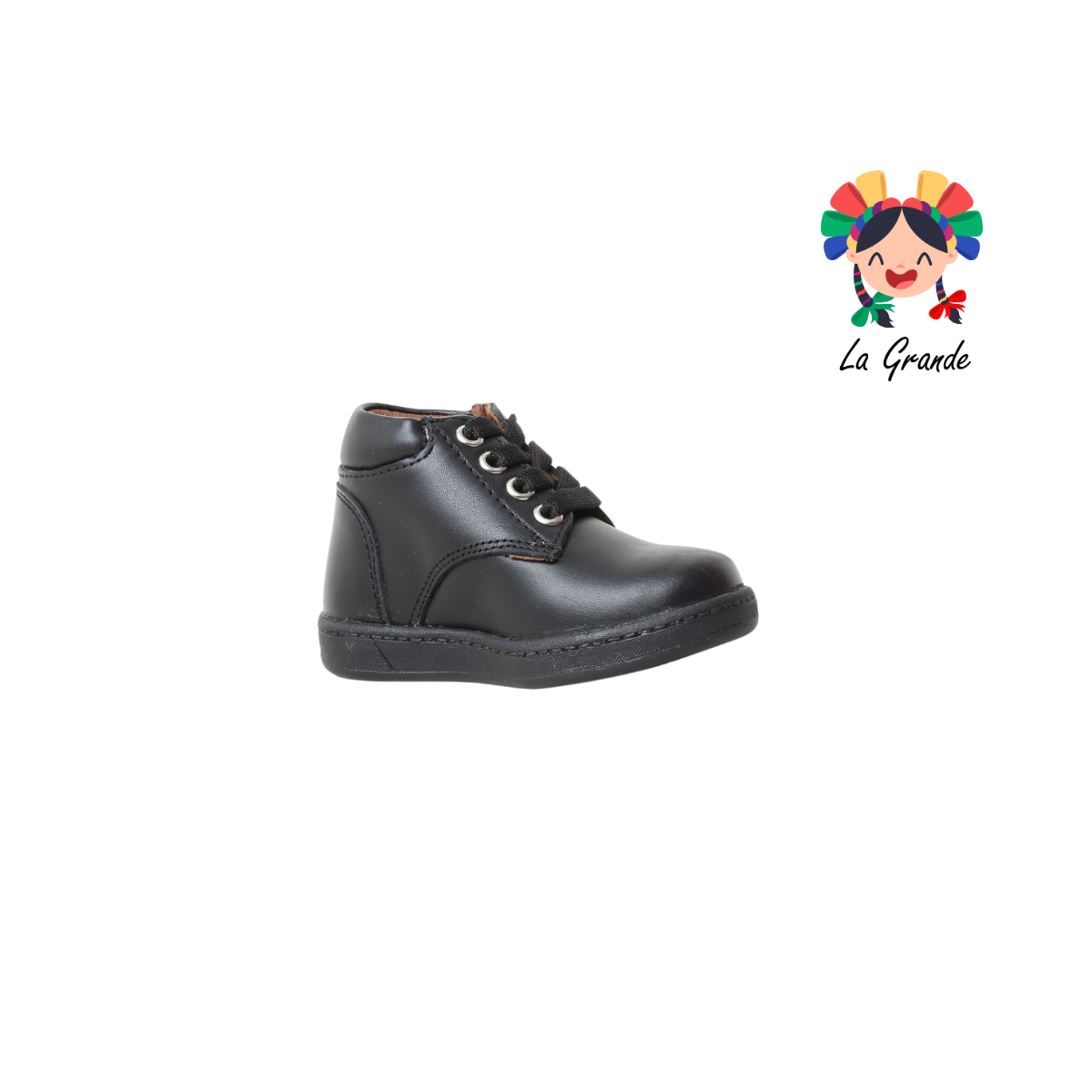 7360 DOGI Negro Piel Zapato Escolar tipo Bota para Bebé