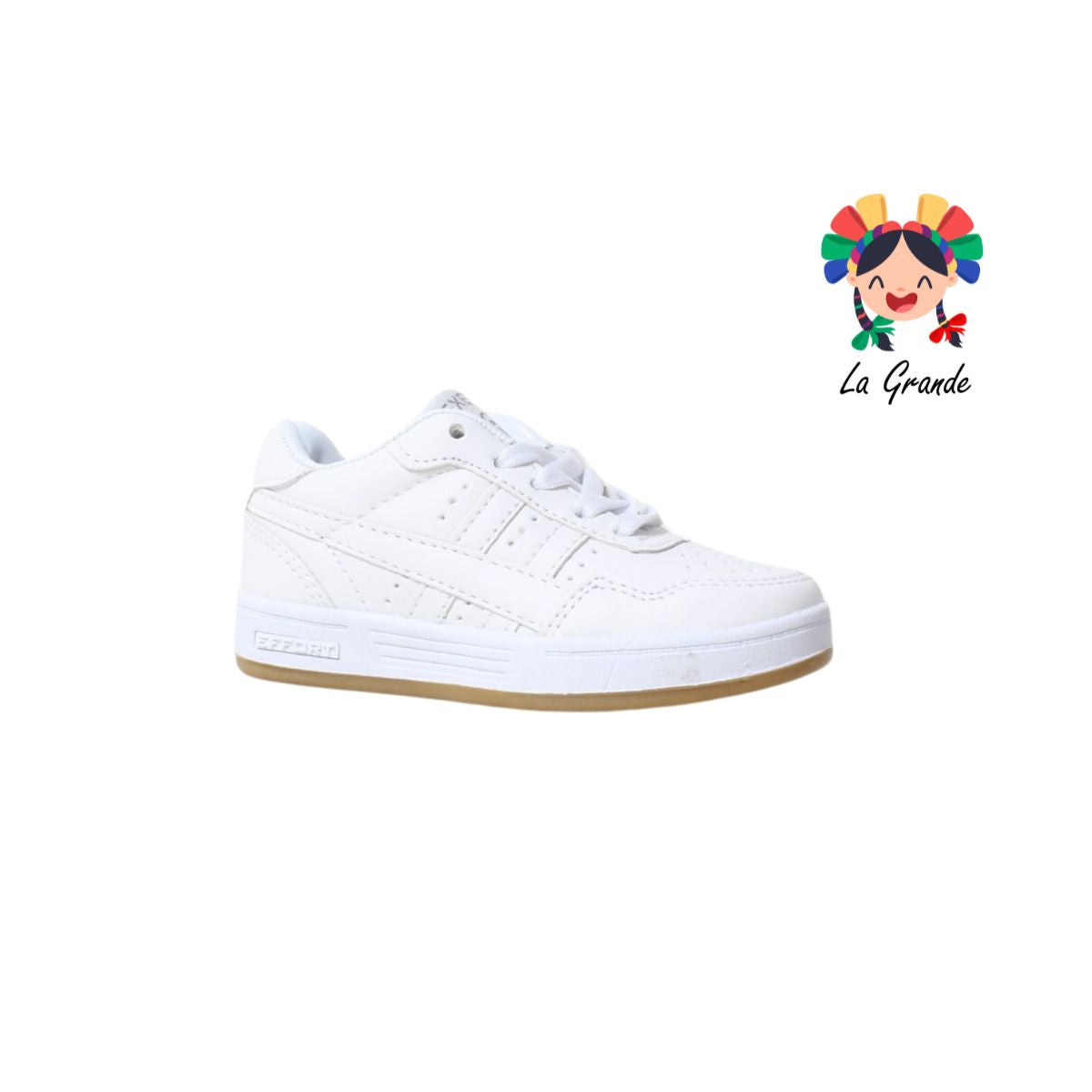 740 EFFORT Bco Bco Sint Tenis Escolar para Niña,Niño,Dama, Joven y Caballero