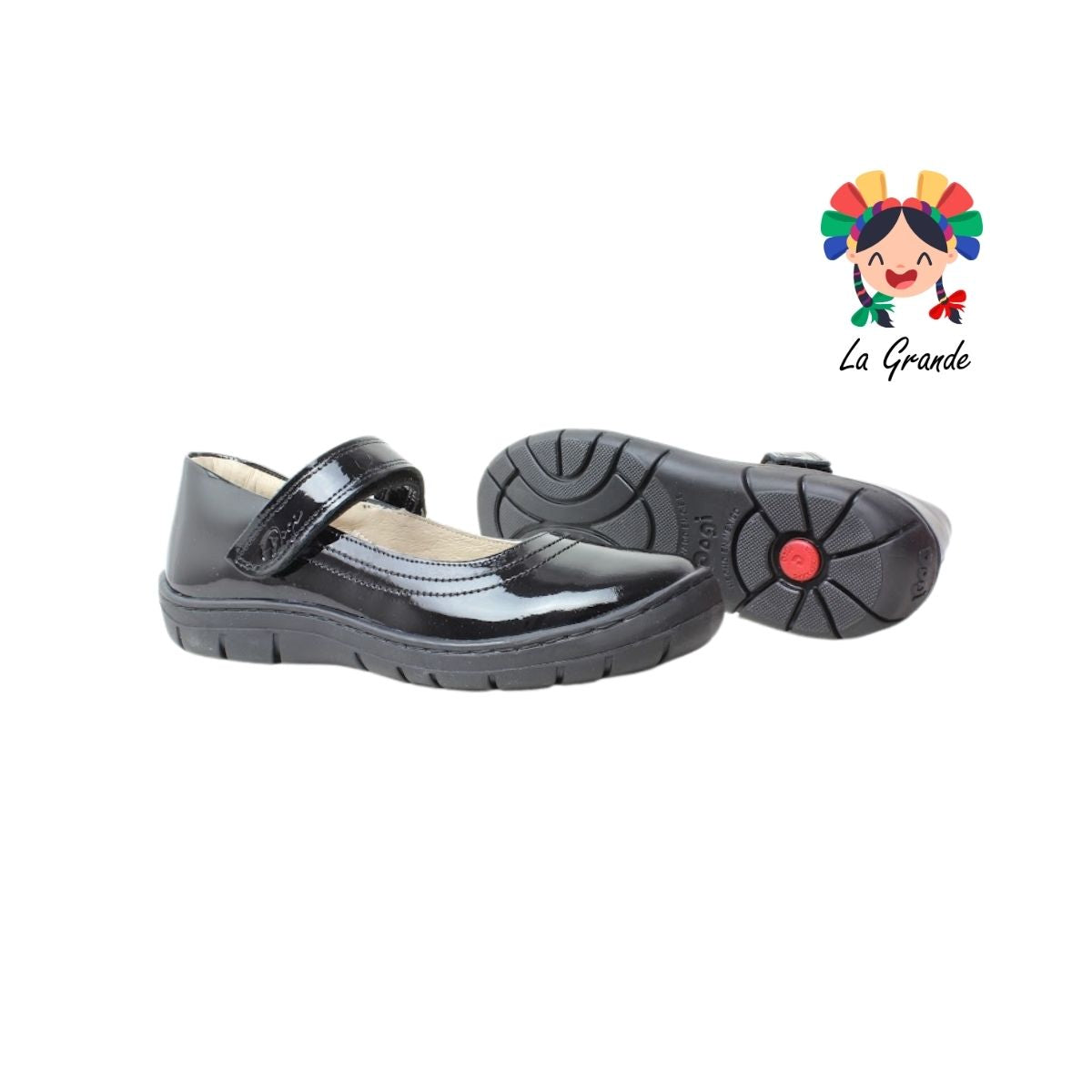 7438 DOGI Negro Charol Zapato Escolar para Niña y Dama