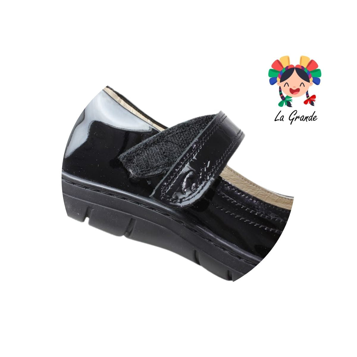 7438 DOGI Negro Charol Zapato Escolar para Niña y Dama