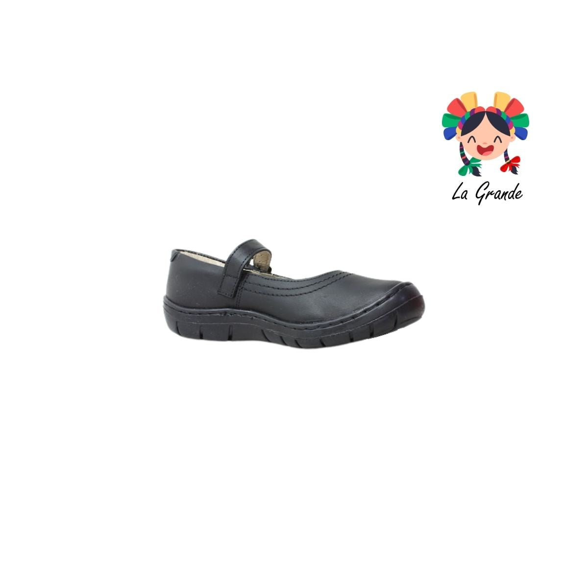 7439 DOGI Negro Piel Zapato Escolar para Niña