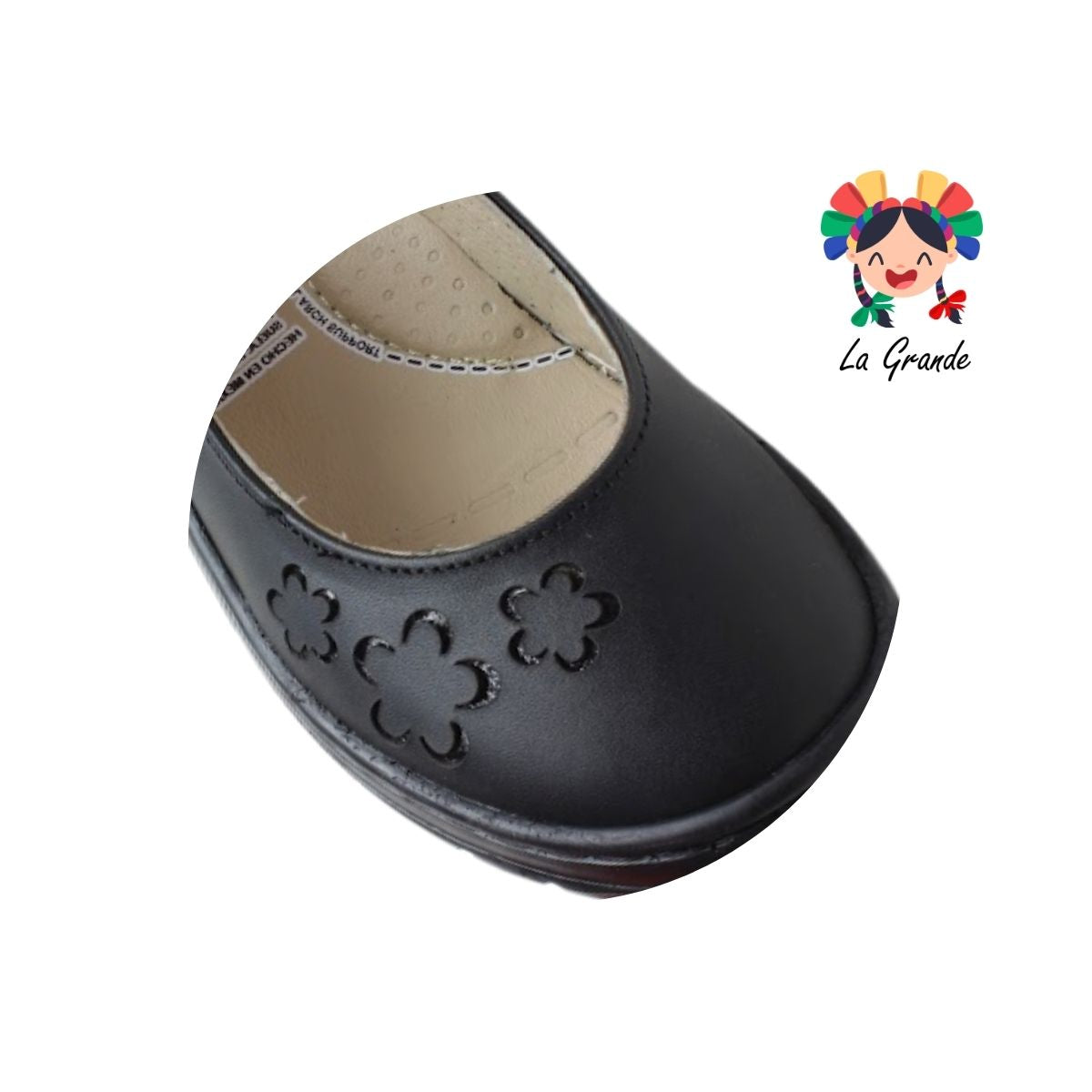 7443 DOGI Negro Piel Zapato Escolar para Niña