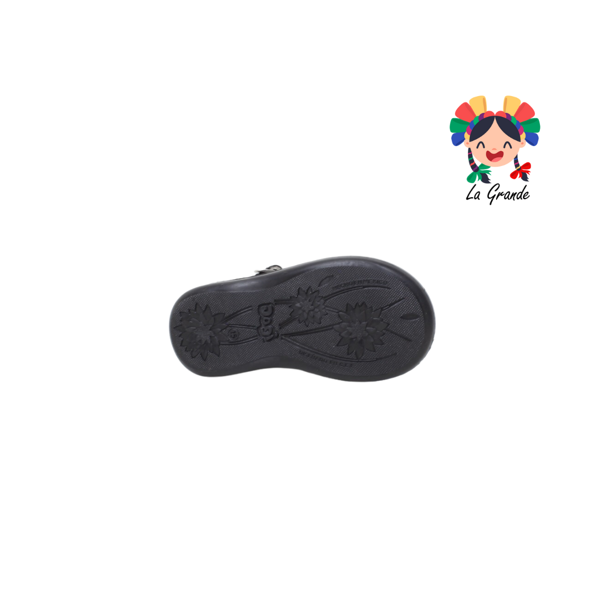 745 DOGI Negro Piel Zapato Escolar Córazones para Niña