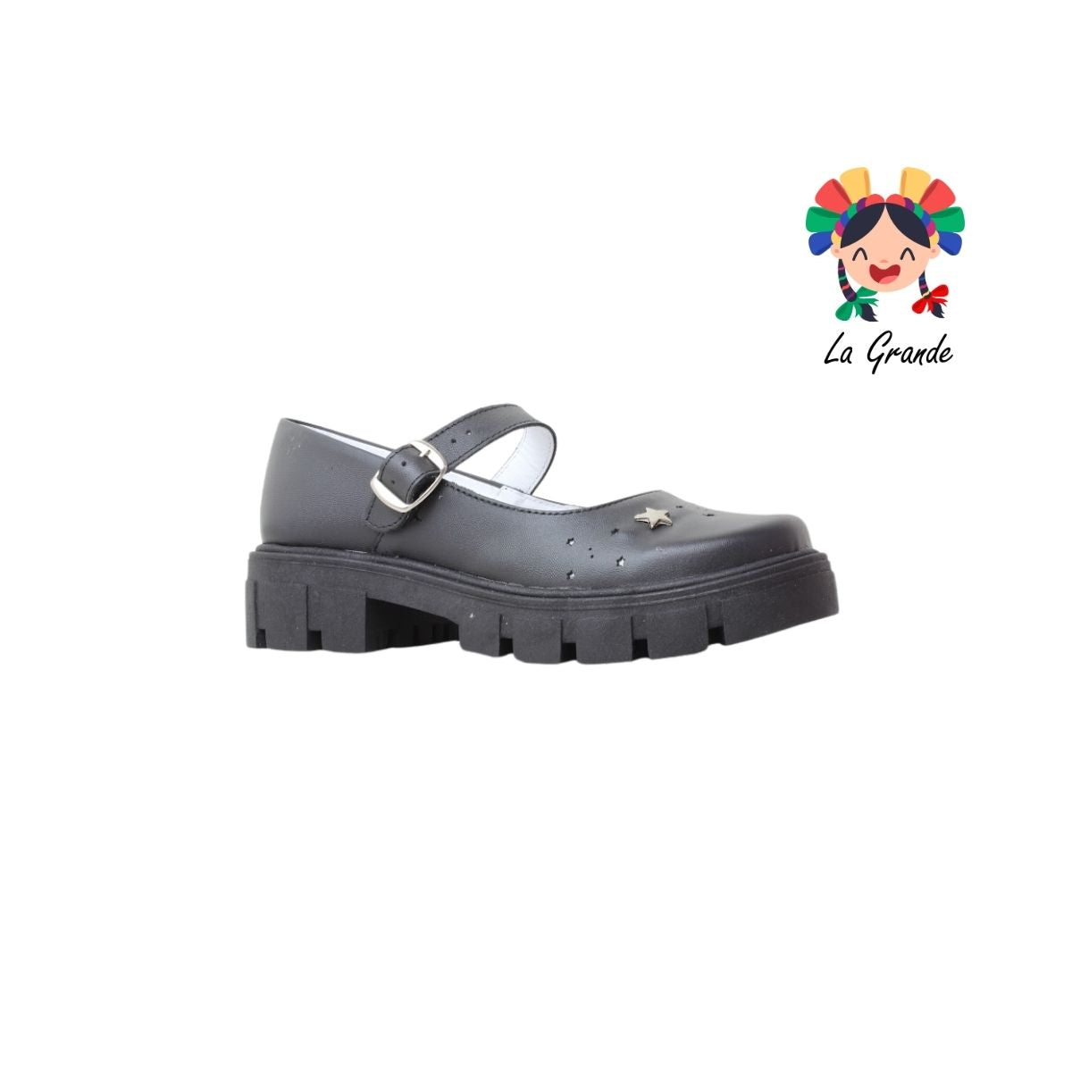 752 BRIANDA Negro Piel Zapato Escolar para Dama