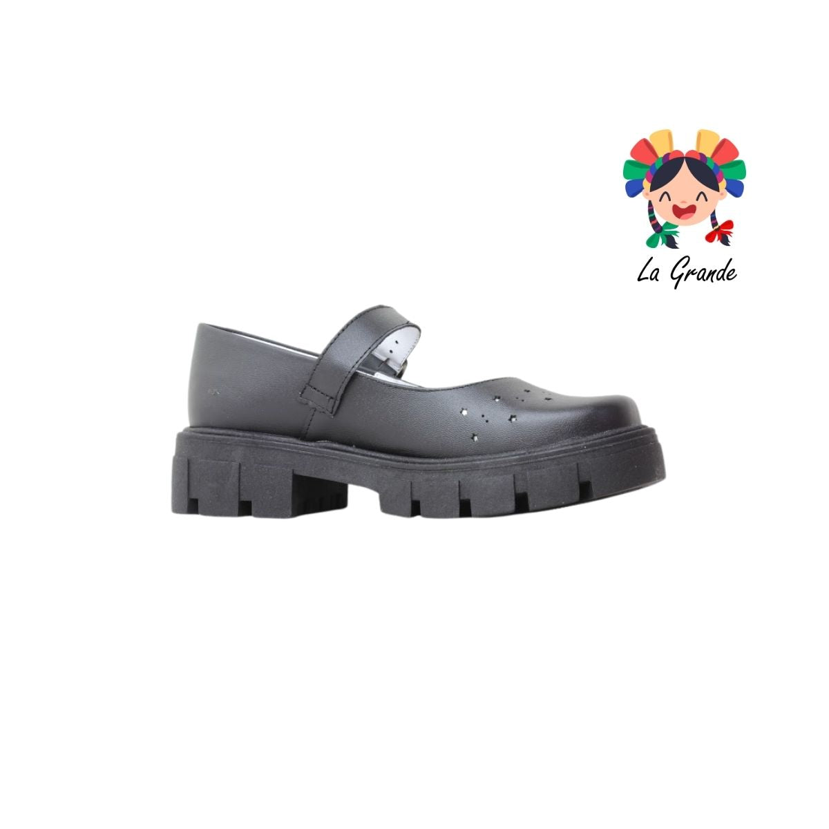 752 BRIANDA Negro Piel Zapato Escolar para Dama