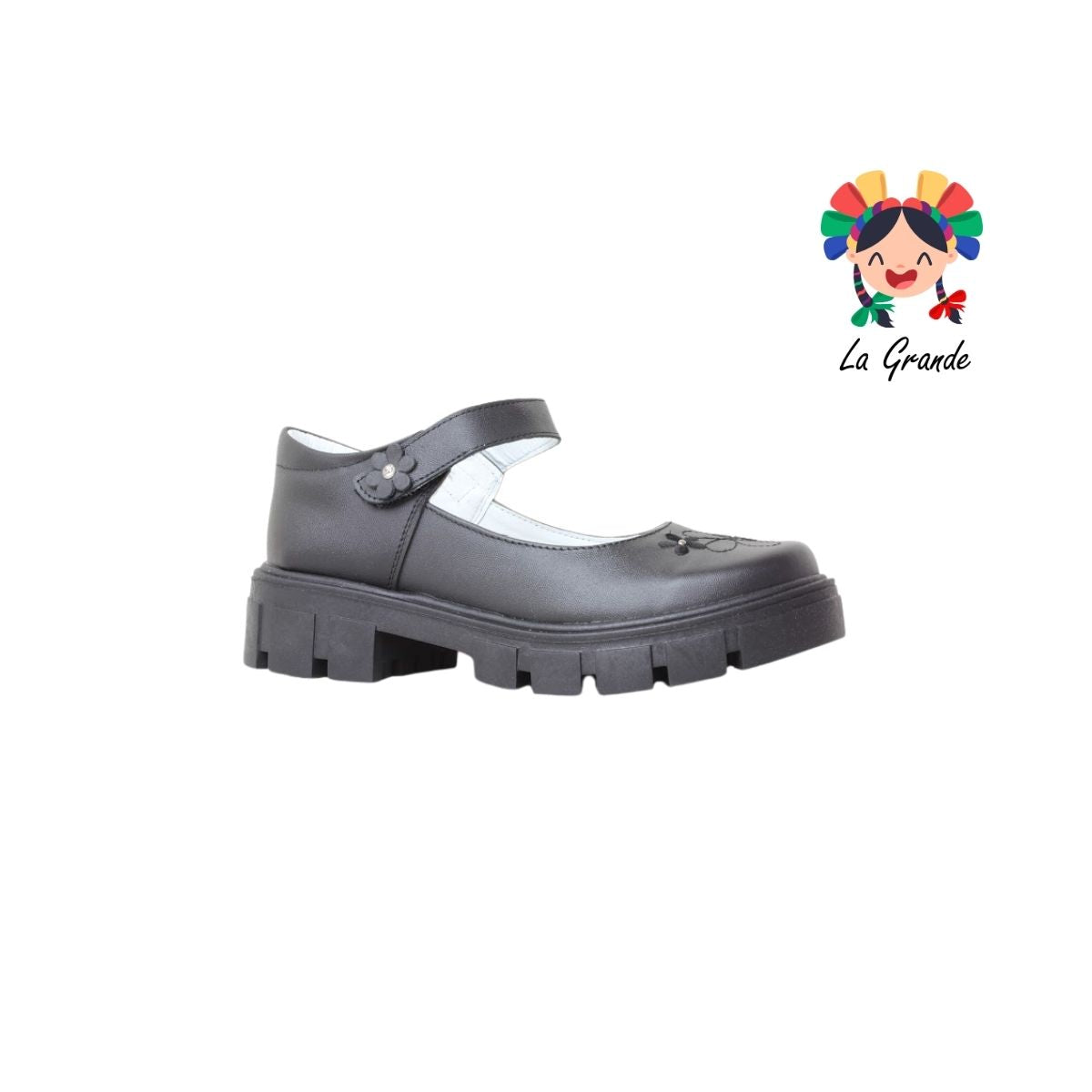 754 BRIANDA Negro Piel Zapato Escolar para Dama