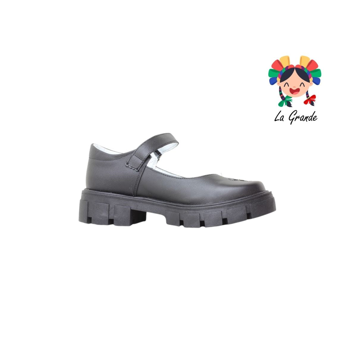 754 BRIANDA Negro Piel Zapato Escolar para Dama