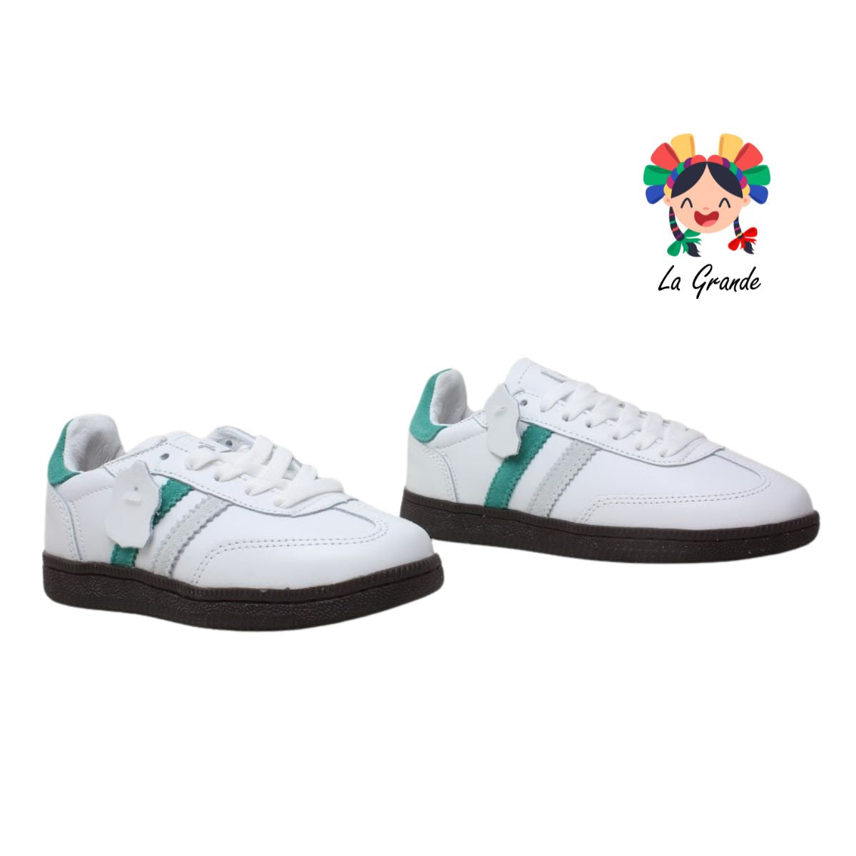 7580 DOGI Bco Boreale Hielo Piel Tenis Escolar para Niña, Niño, Dama y Joven