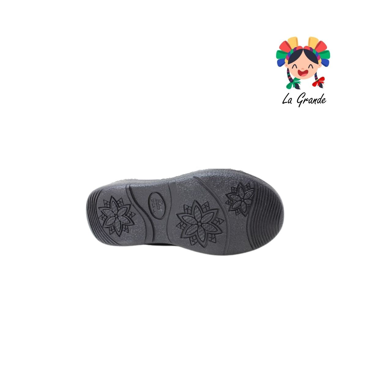 759 LADY FLORES Negro Napa Bota Alta para Niña