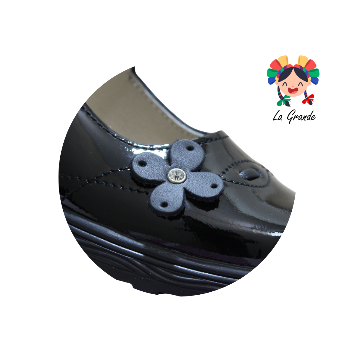 1934 MUJER BONITA Negro Charol Zapato Escolar para Niña