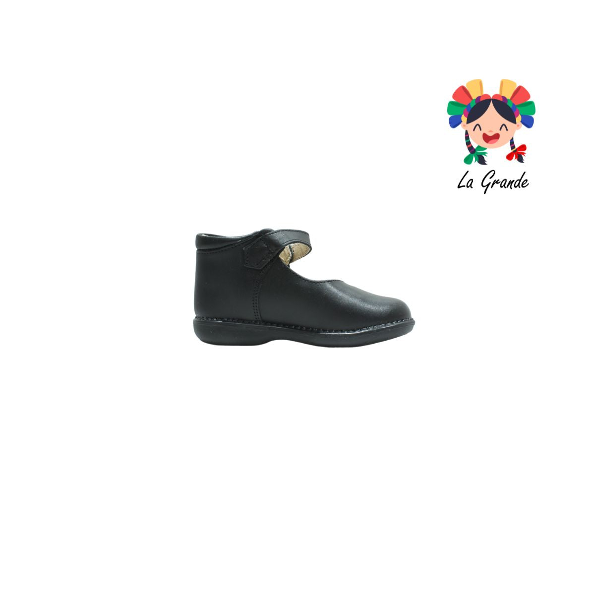 760 DOGI Negro Piel Zapato Escolar para Niña