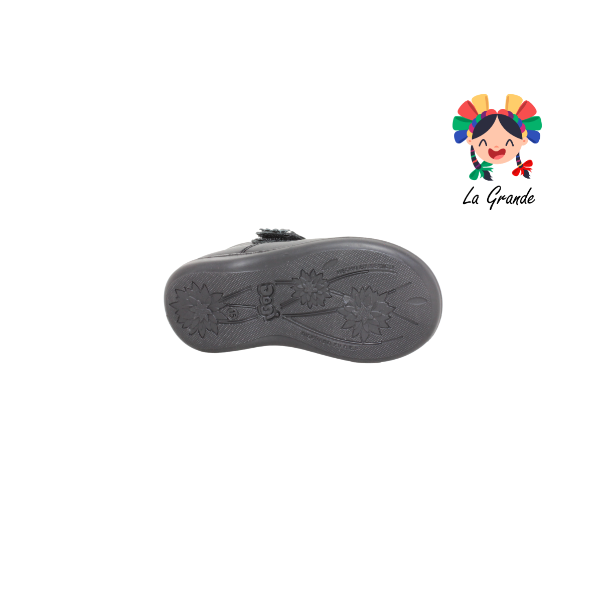 7706 DOGI Negro Piel Zapato Escolar para Bebé y Niña