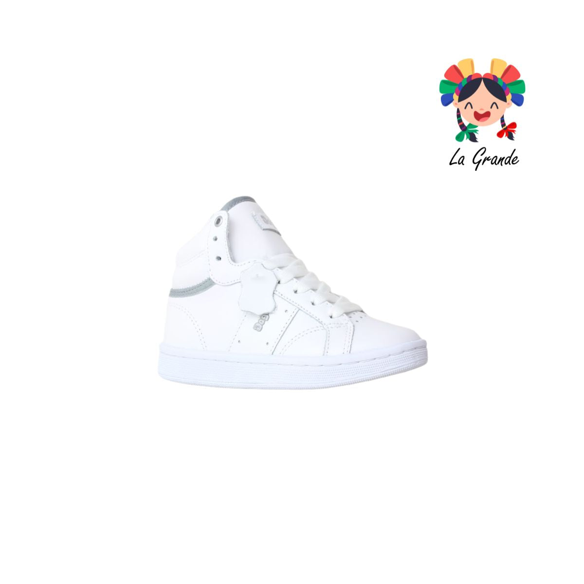 790 DOGI Blanco Gris Piel Tenis Escolar para Niña, Niño, Dama y Joven