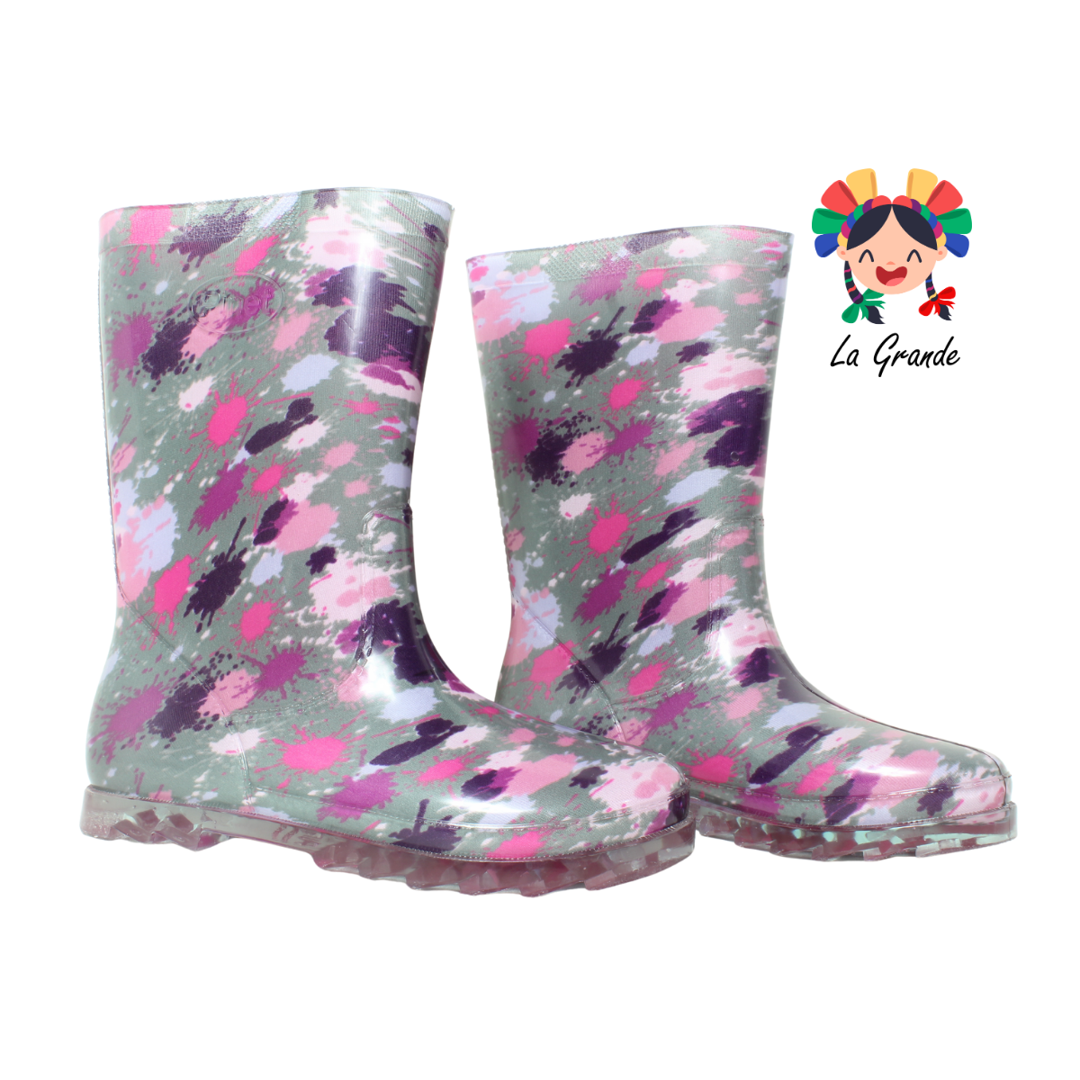 PINET PULGARCITO Manchas de Colores Bota de Hule para Dama