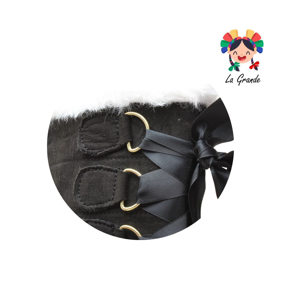 8000 ANZASTIGA Negro Durazno Bota con Peluche para Niña