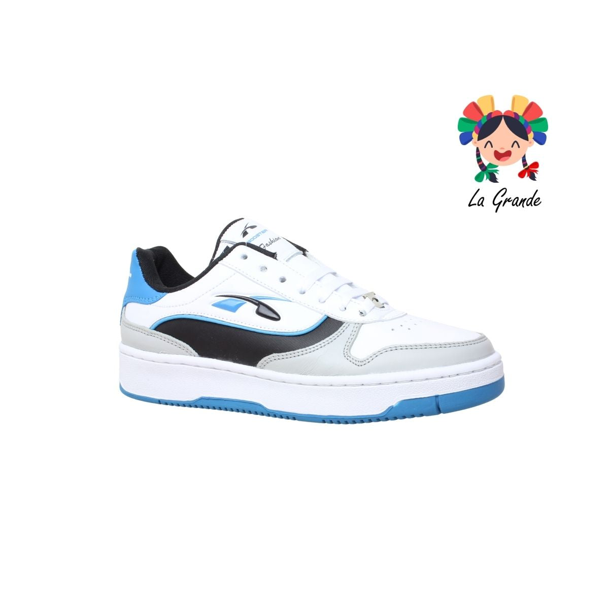 8005 BOOSTER Blanco Azul Piel Tenis Casual para Joven, Dama y Caballero