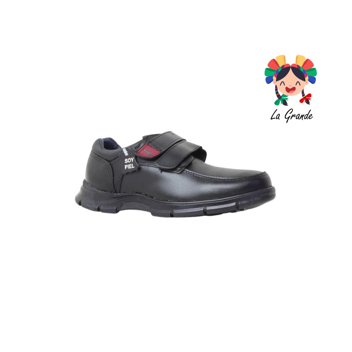 8005 BUGATY SHOES Negro Piel Zapato Escolar para Niño y Joven