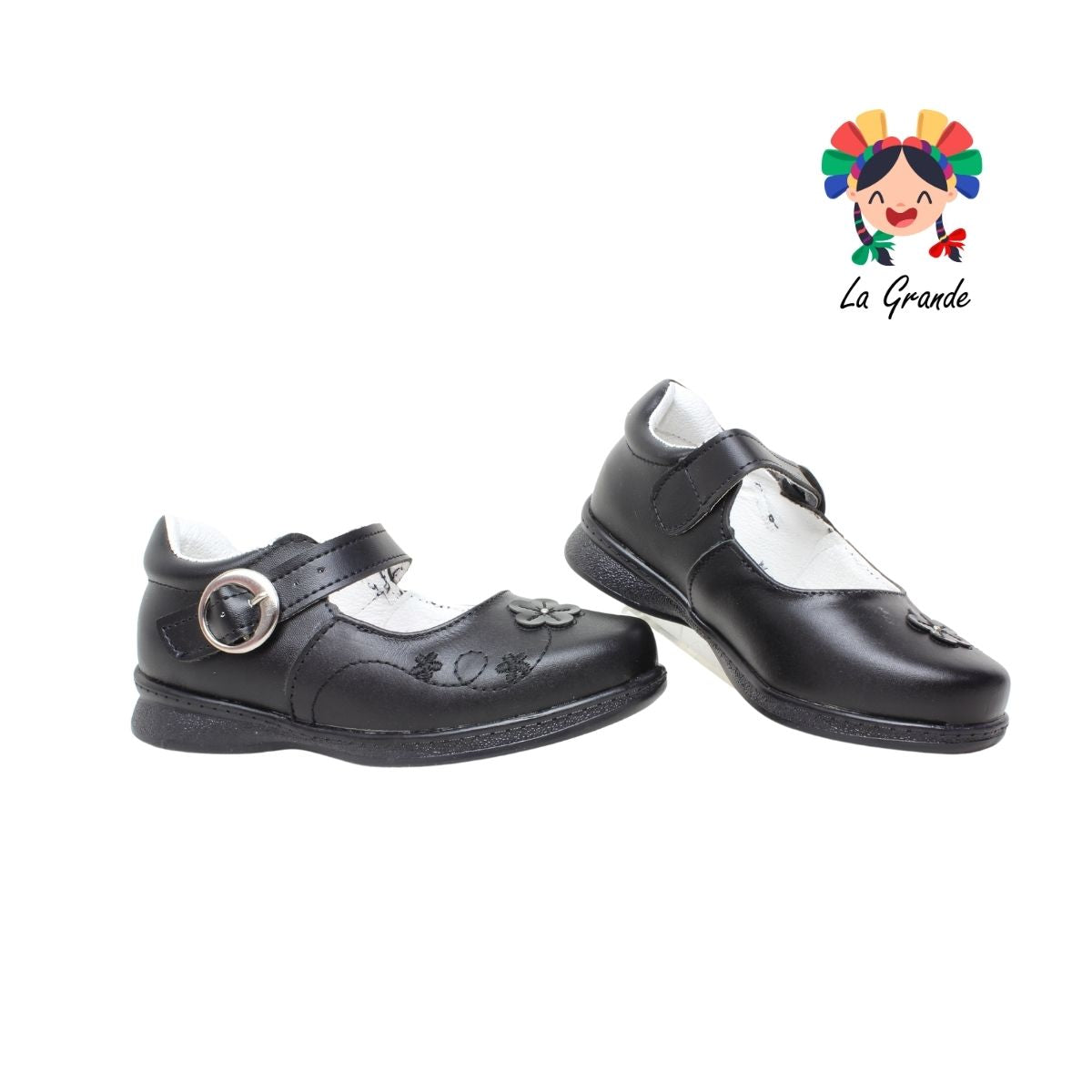 8006 CHELITAS Negro Piel Zapato Escolar para Niña