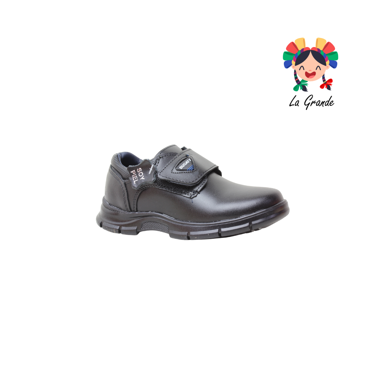 8008 BUGATY SHOES Negro Piel Zapato Escolar para Niño