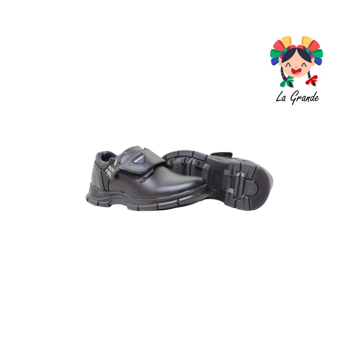 8008 BUGATY SHOES Negro Piel Zapato Escolar para Niño