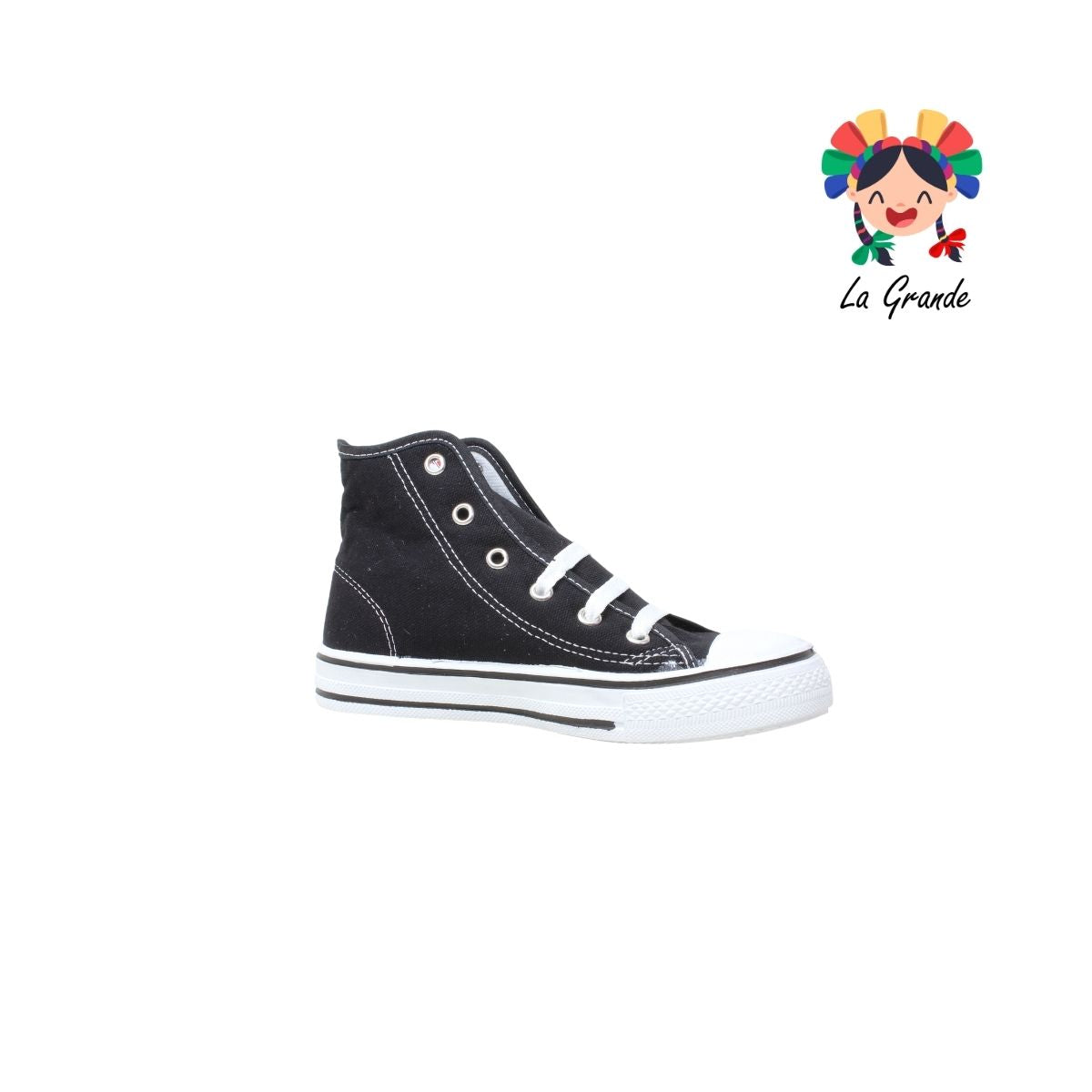 800 FGH Negro Textil Sintético Tenis Casual para Niña y Niño