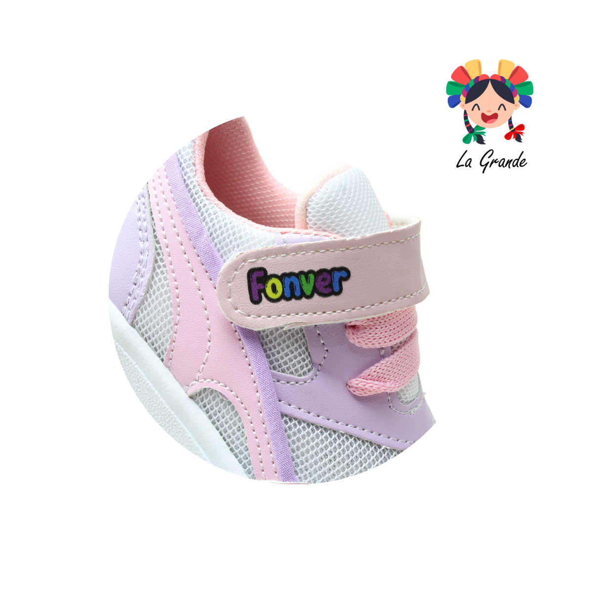 800 FON-VER Bco Rosa Pastel Sintético Tenis Casual para Bebé