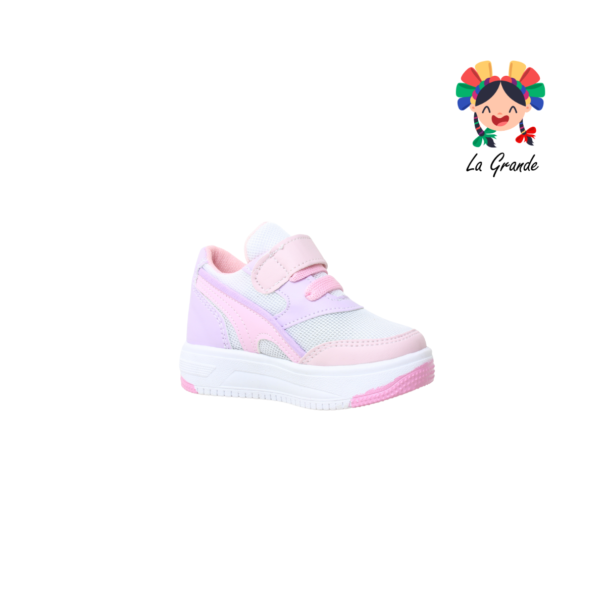 800 FON-VER Bco Rosa Pastel Sintético Tenis Casual para Bebé
