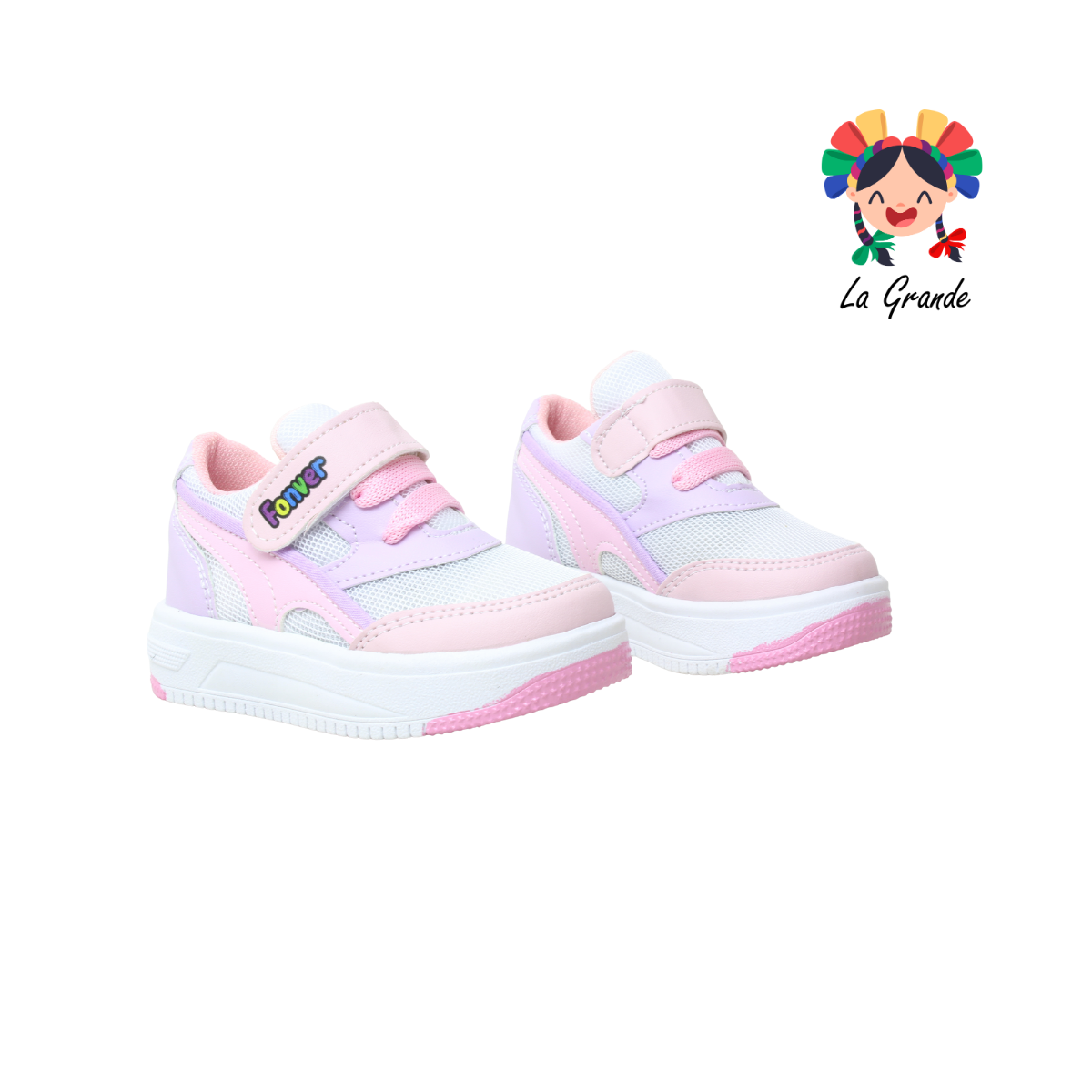 800 FON-VER Bco Rosa Pastel Sintético Tenis Casual para Bebé