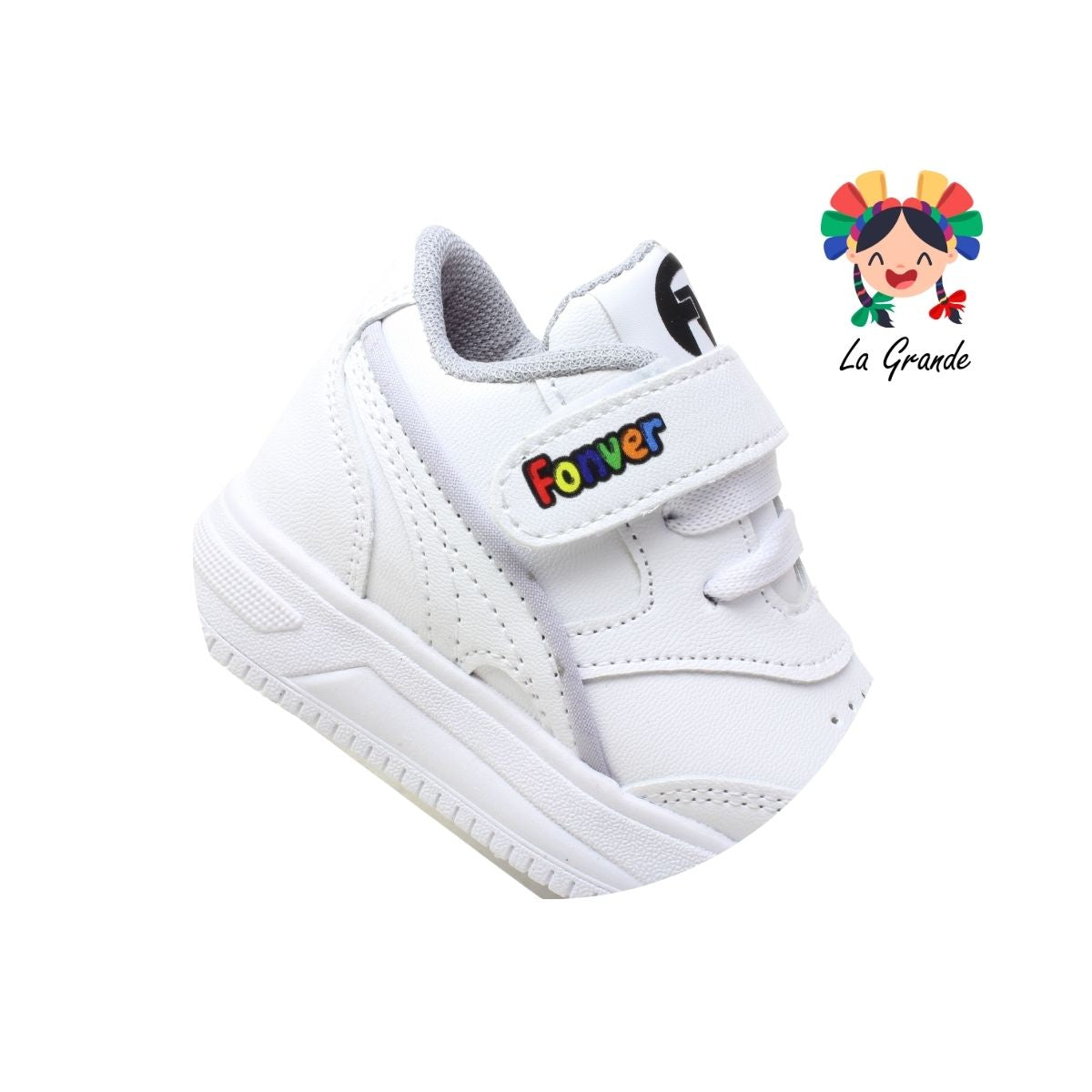 800 FON-VER Blanco Plata Sintético Tenis Casual para Bebé