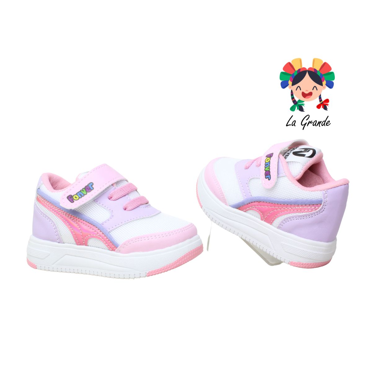 800 FON-VER Blanco Rosa Sintético Tenis Casual para Bebé