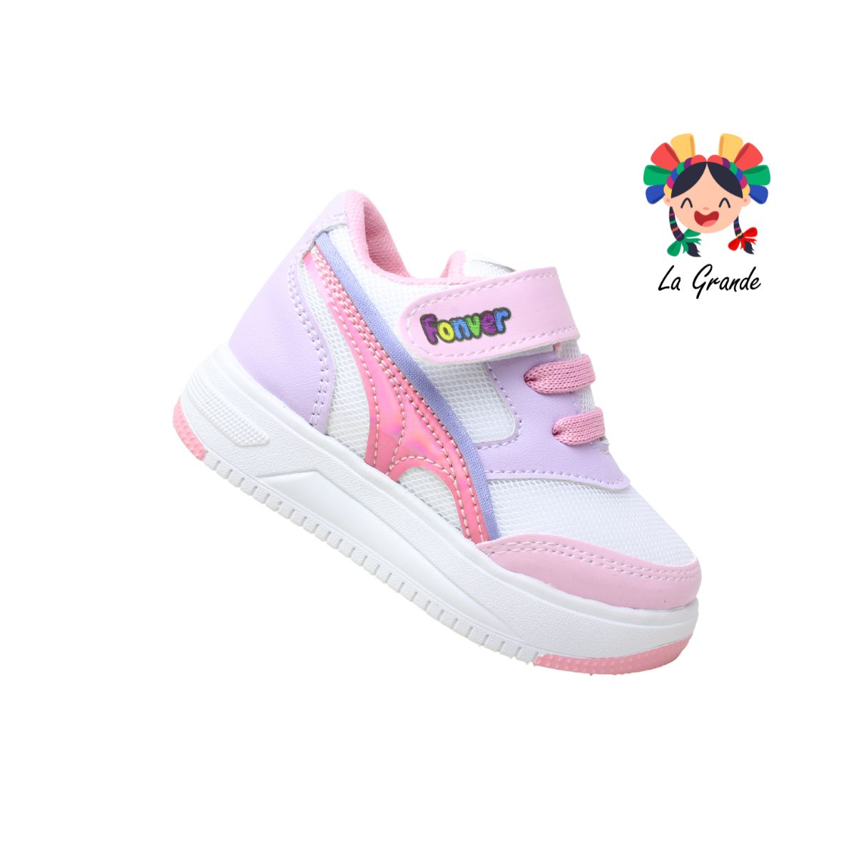 800 FON-VER Blanco Rosa Sintético Tenis Casual para Bebé
