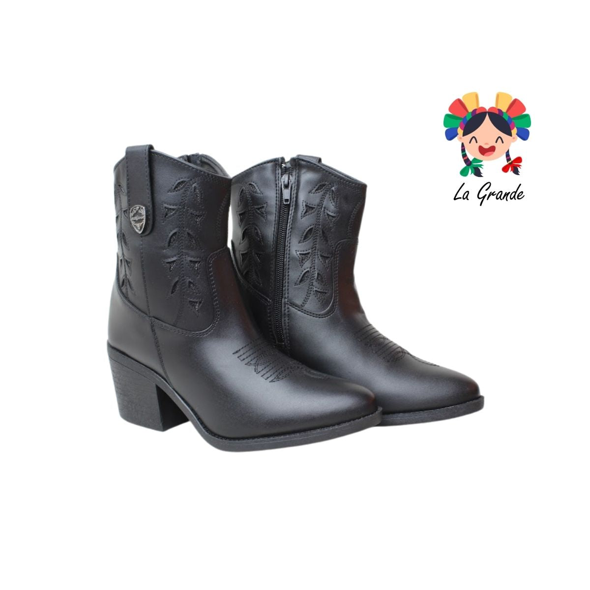 800 YUL Negro Piel Bota Vaquera para Dama