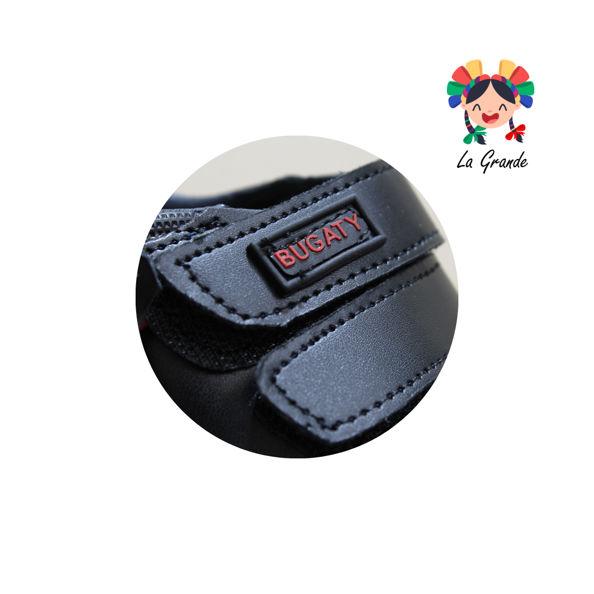 8021 BUGATY SHOES Negro Piel Zapato Escolar para Niño