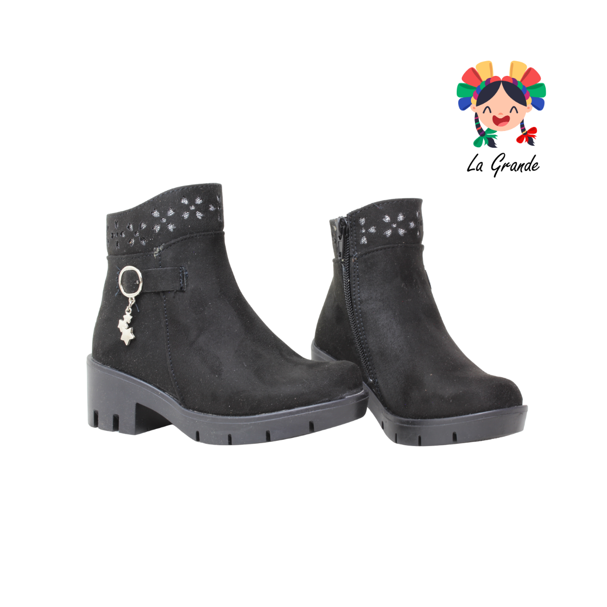 803 DULCE CEREZA Negro Prisco Bota para Niña