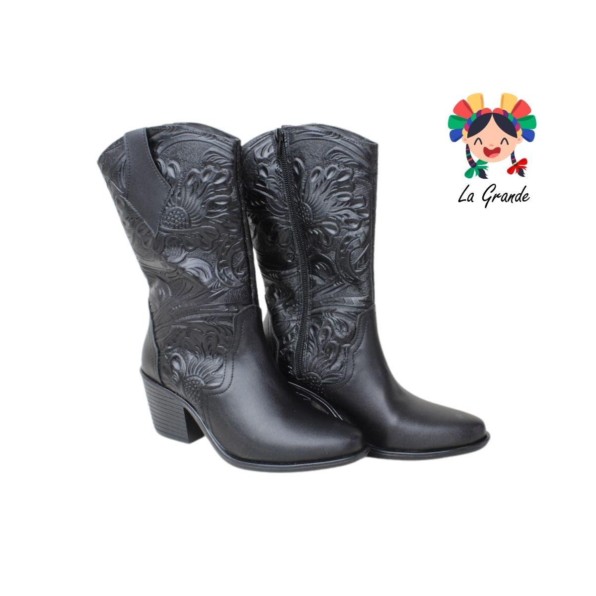 804 IVANNEP Negro Piel Bota para Dama