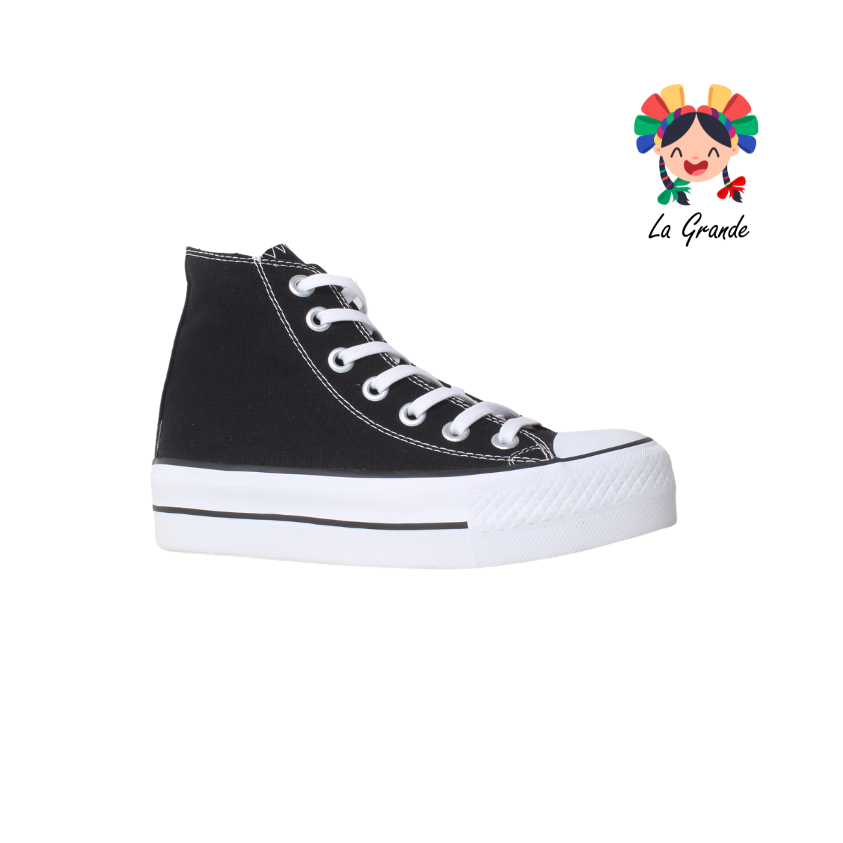 820 LA PAG Negro Sint Tenis Casual de Plataforma para Dama y Joven