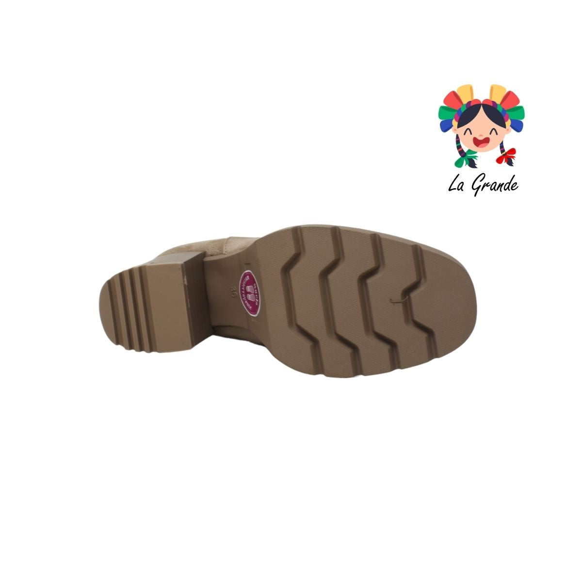 8315 BENDITA TIERRA Taupe Nobuck Bota Casual con Tacón para Dama