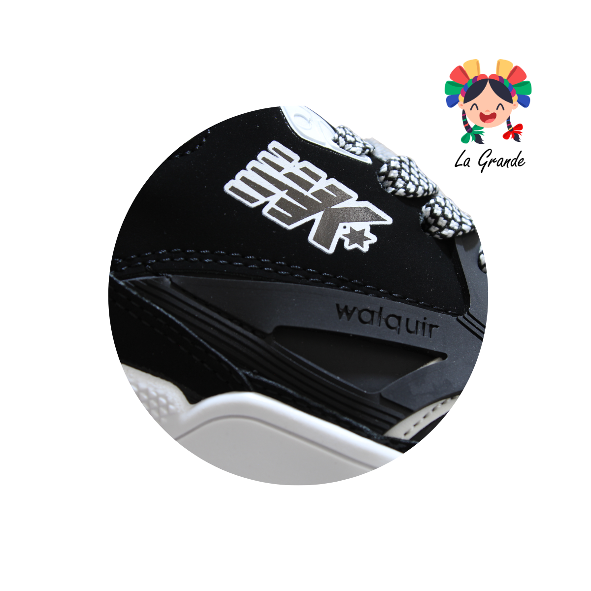 833 WALKQUIR Negro Blanco Tenis Casual para Dama y Joven