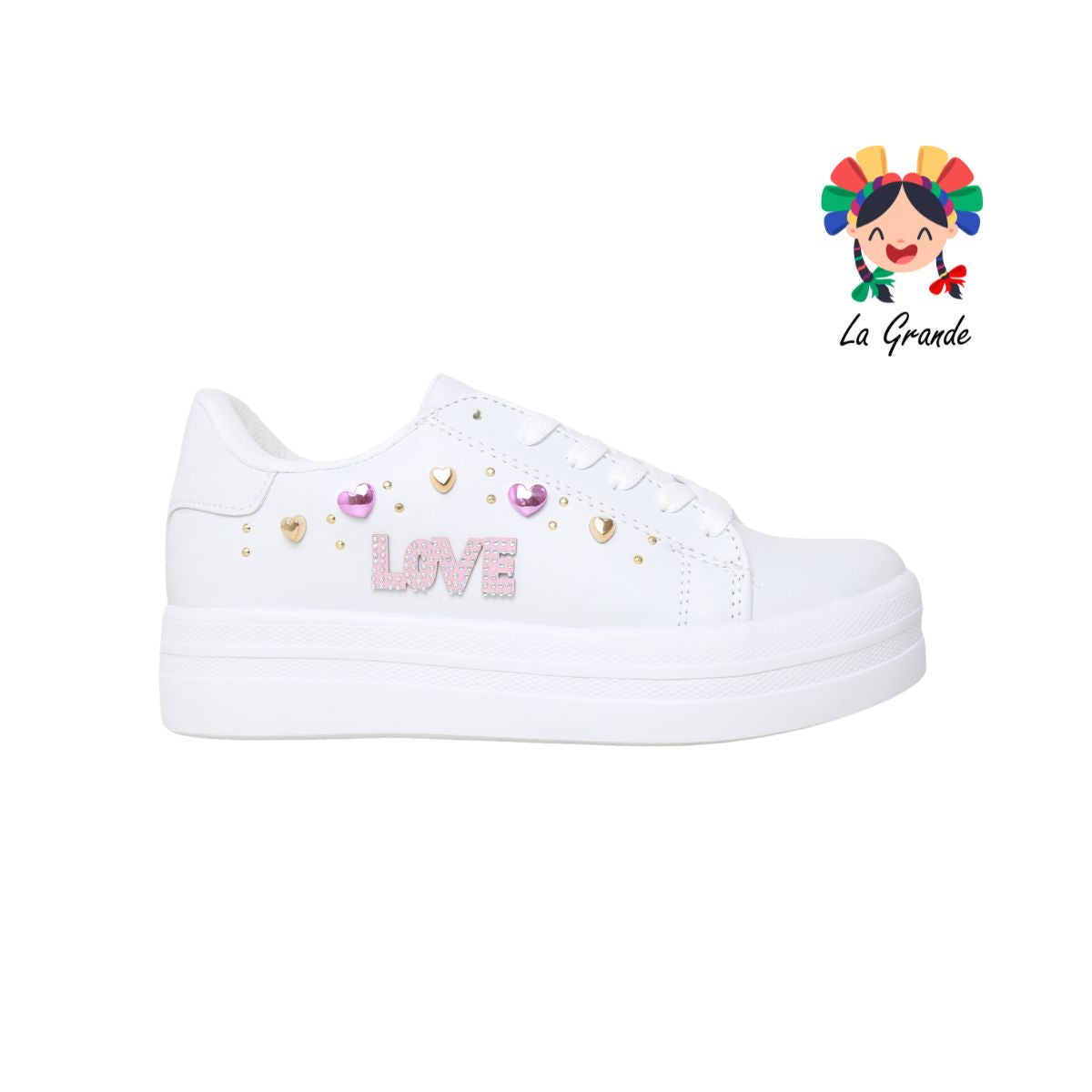 840 CHAMPS Blanco Fiusha Love Sint Tenis Casual para Dama