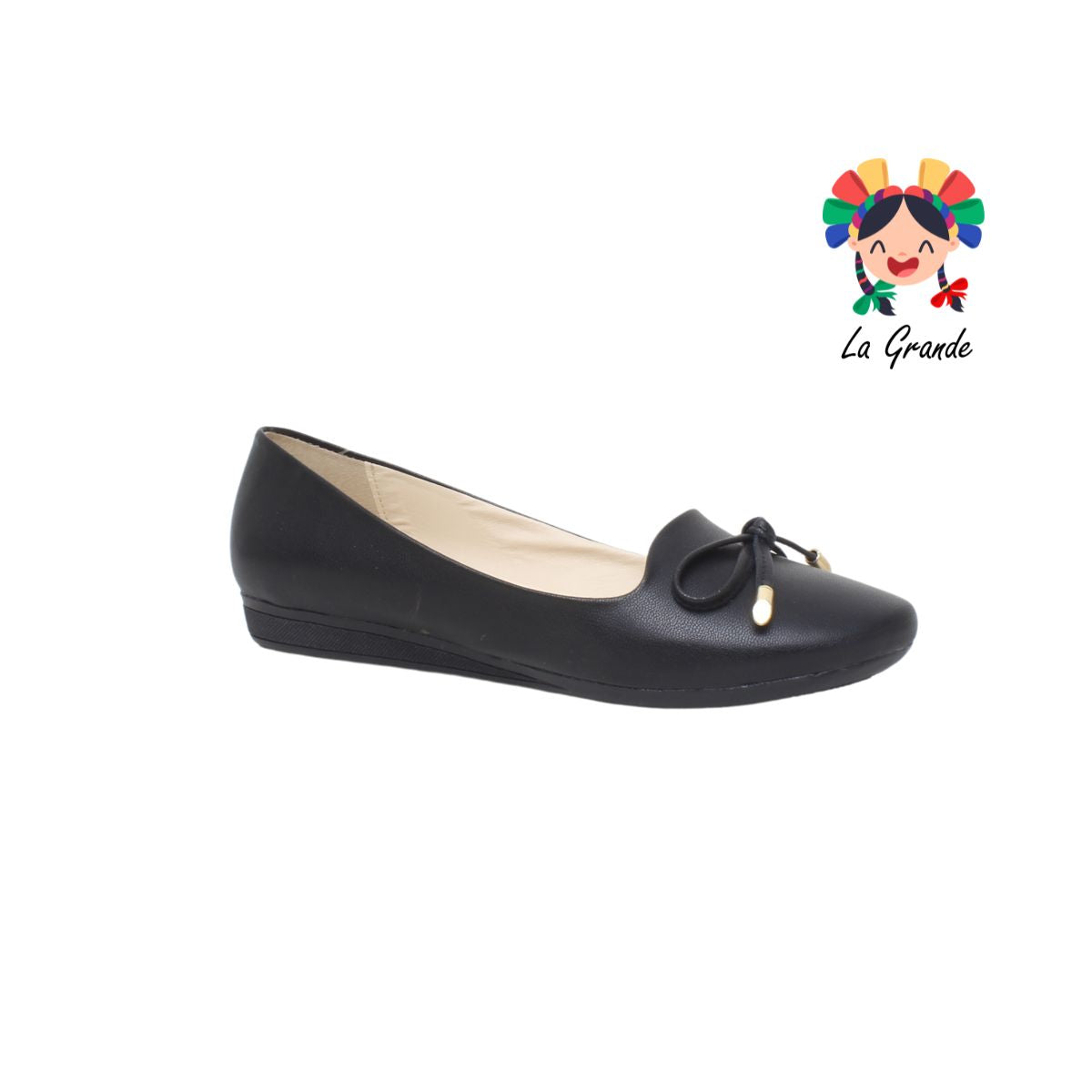 860 KAROLINE Negro Cabra Balerina Moño para Dama