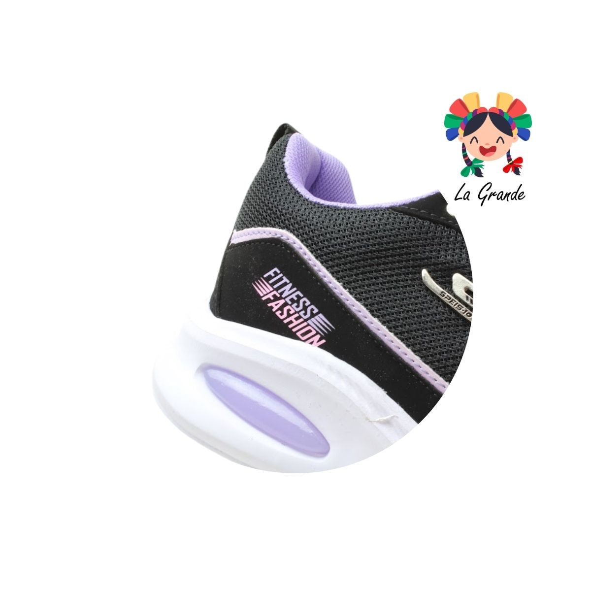 860 SPEIS10 Negro Lila Tenis Deportivo para Dama