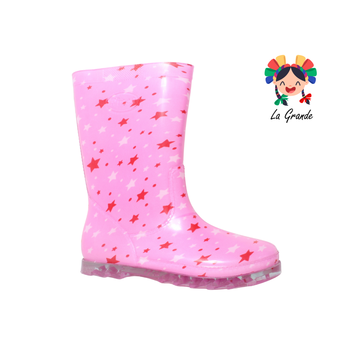 PINET PULGARCITO Rosa Estrellas Rojas Bota de Hule para Dama