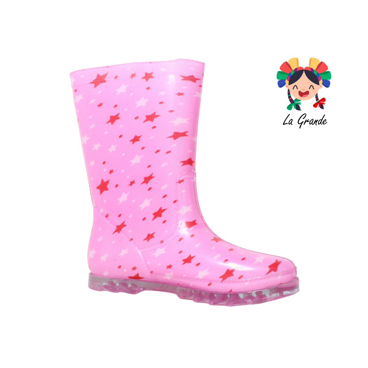 PINET PULGARCITO Rosa Estrellas Rojas Bota de Hule para Dama