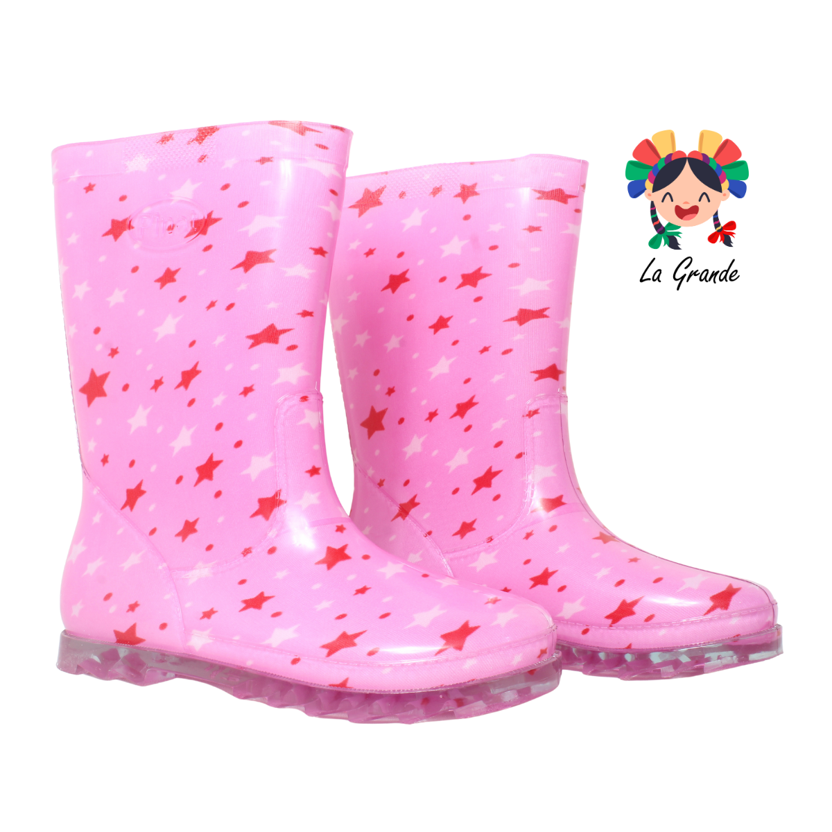 PINET PULGARCITO Rosa Estrellas Rojas Bota de Hule para Dama