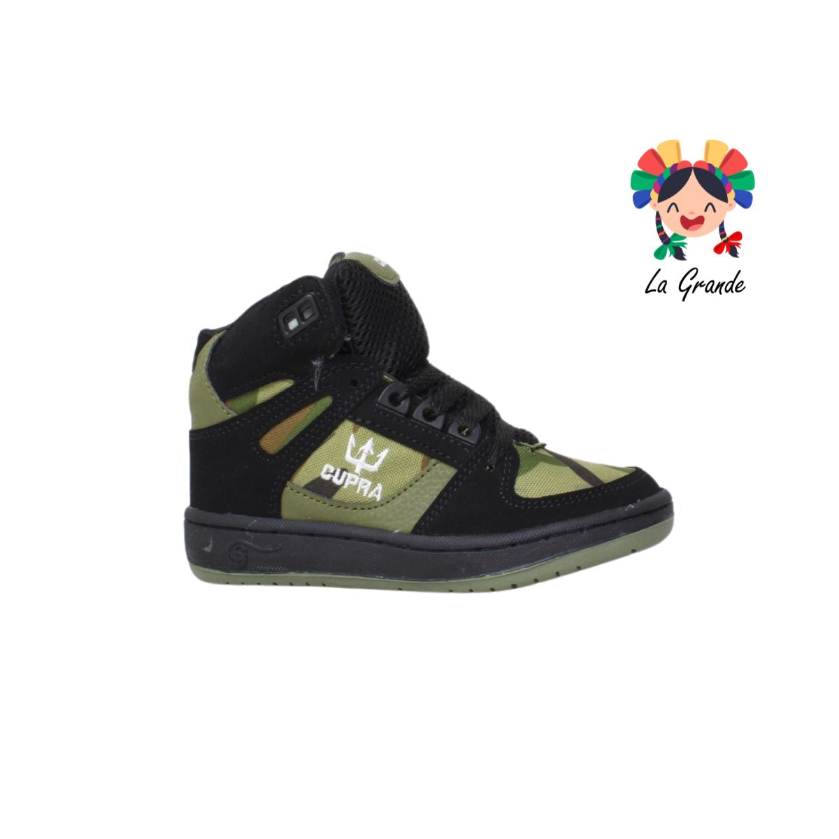 900 CUPRA Negro Verde Camuflaje Textil Tenis Urbano para Niño