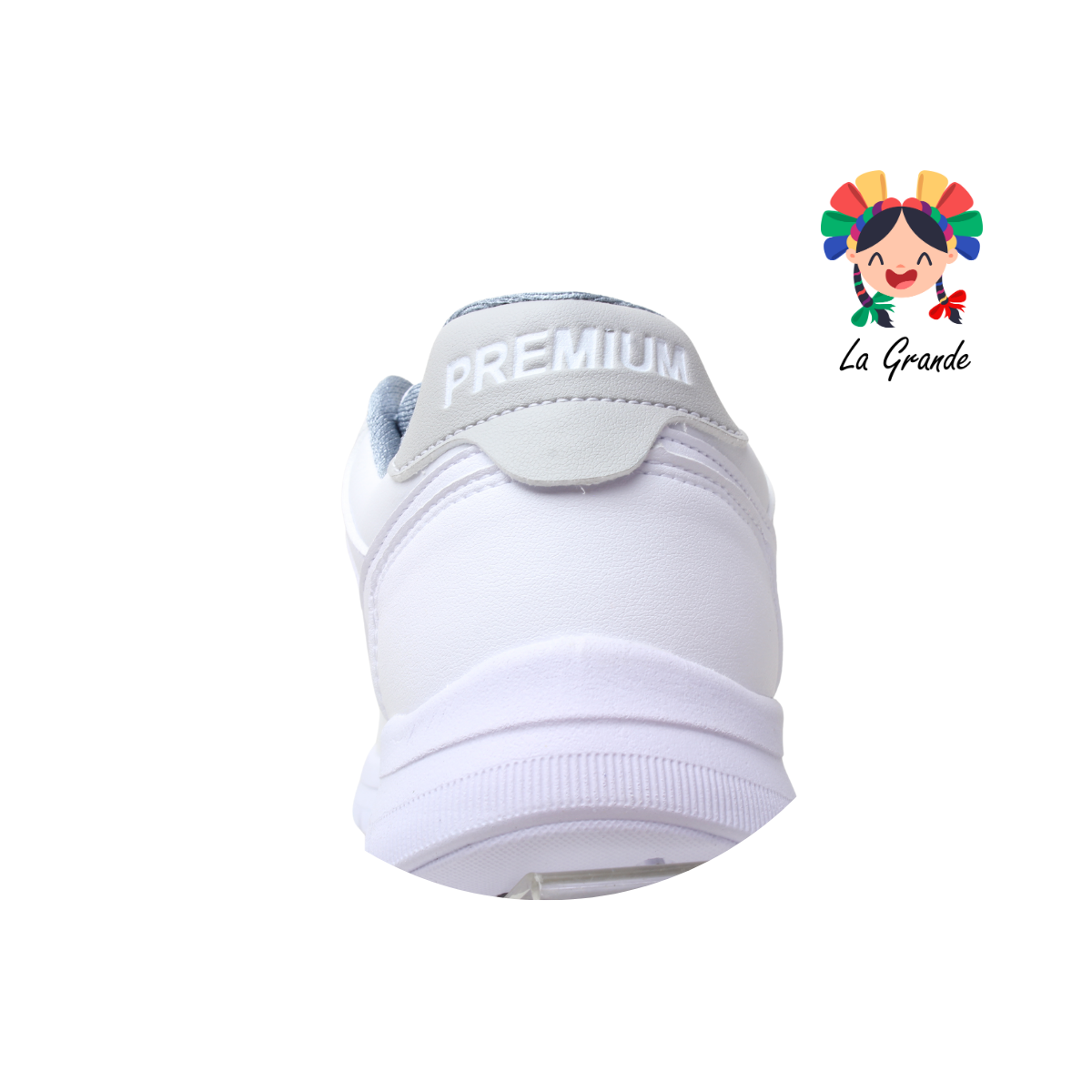 901 APT Blanco Gris Piel Tenis Escolar para Dama y Joven
